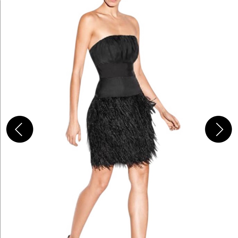 Milly strapless dress with feathers in a size 4